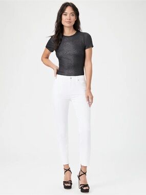 Paige White Slim Worn Hem Jeans